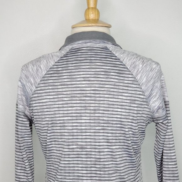Avia Gray Heathered Striped Popover Activewear Soft Inside Micro Fleece Top M - Picture 8 of 13